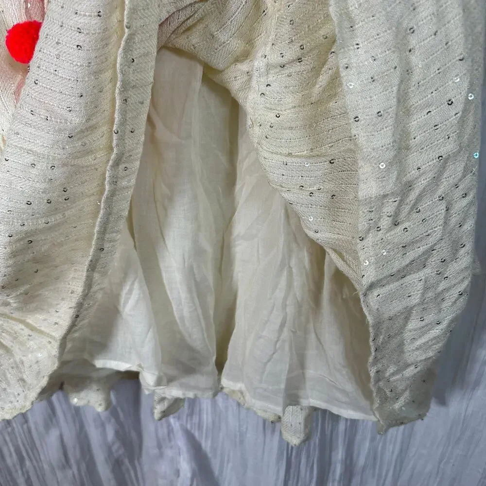 Revolve Sundress Cream Sequined Tunic Mini Dress‎ Cover Up M/L - Picture 7 of 10